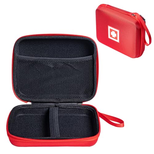 Image of Gealaek Protective Carrying Case for Portable Nebulizer, Travel Medical Bag with Hard Shell for Inhaler Spacer, Masks, Asthma Accessories Emergency Medicine Storage Bag for Kids and Adults (Red)