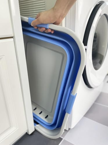 Image of SAMMART 42L (11 gallon) Collapsible Plastic Laundry Basket - Foldable Pop Up Storage Container /Organizer - Space Saving Hamper /Basket (1, Grey /Little Boy Blue)