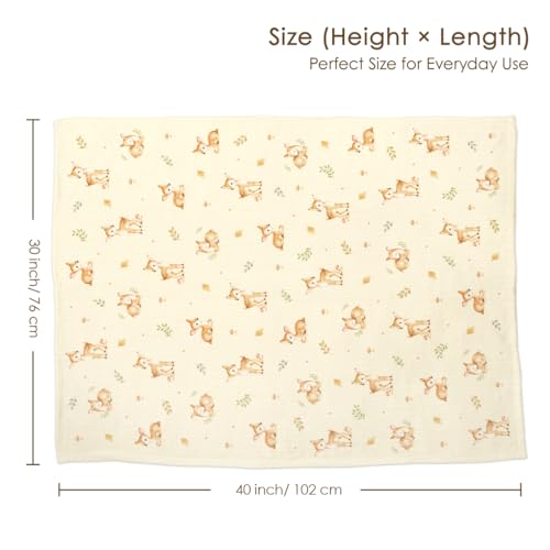 Image of SANDJEST Deer Minky Muslin & Dotted Blanket 30x40 in Gift for Holiday, Gender Reveal Party, Hospital Visit, Baptism
