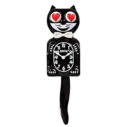 KIT CAT Klock Classic Black with Heart Eyes Iconic Cat Clock with Moving Heart Eyes and Tail