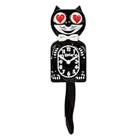 Kit Cat Klock Classic Black with Heart Eyes - Iconic Cat Clock with Moving Heart Eyes and Tail, Battery Operated Wall Clock, Made in USA, Perfect for Home Decor, Mid-Century Modern Clock, Unique Gift
