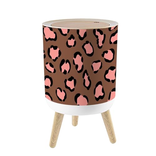 Caneca de basura pequeña con tapa diseño leopardo