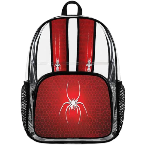 TropicalLife Red Spider Heavy Duty Clear Backpack PVC Transparent Backpack Large See Through Backpacks4