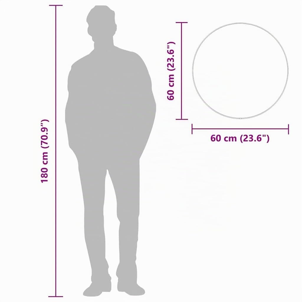 vidaXL Specchio da Parete Nero Ø 60 cm Rotondo