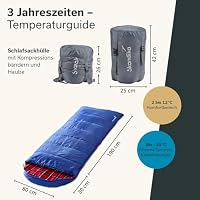 skandika Dundee Decken-Schlafsack, Luxus-Qualität, Baumwolle/Flanell Innenfutter, bis -20°C, 220x80 cm, koppelbar (Blau RV Links) – Ansicht 5