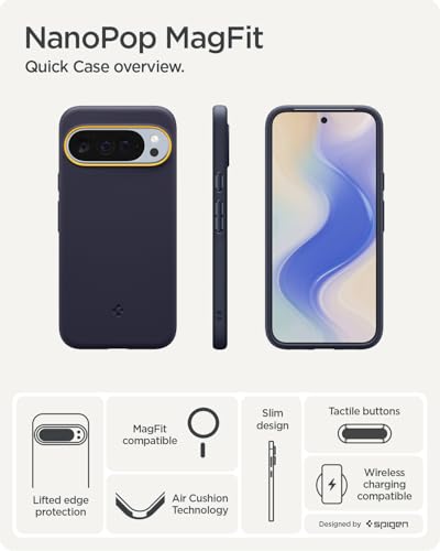 Image of Spigen Nano Pop MagFit Back Cover Case for Pixel 10 Pro XL, Pixelsnap Compatible, Bold Two-Tone Design - TPU | Blueberry Navy