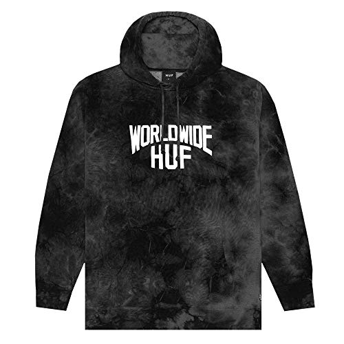 HUF Herren Kapuzenpullover Worldwide Manhattan Hoodie (BK) -  schwarz -  Groß
