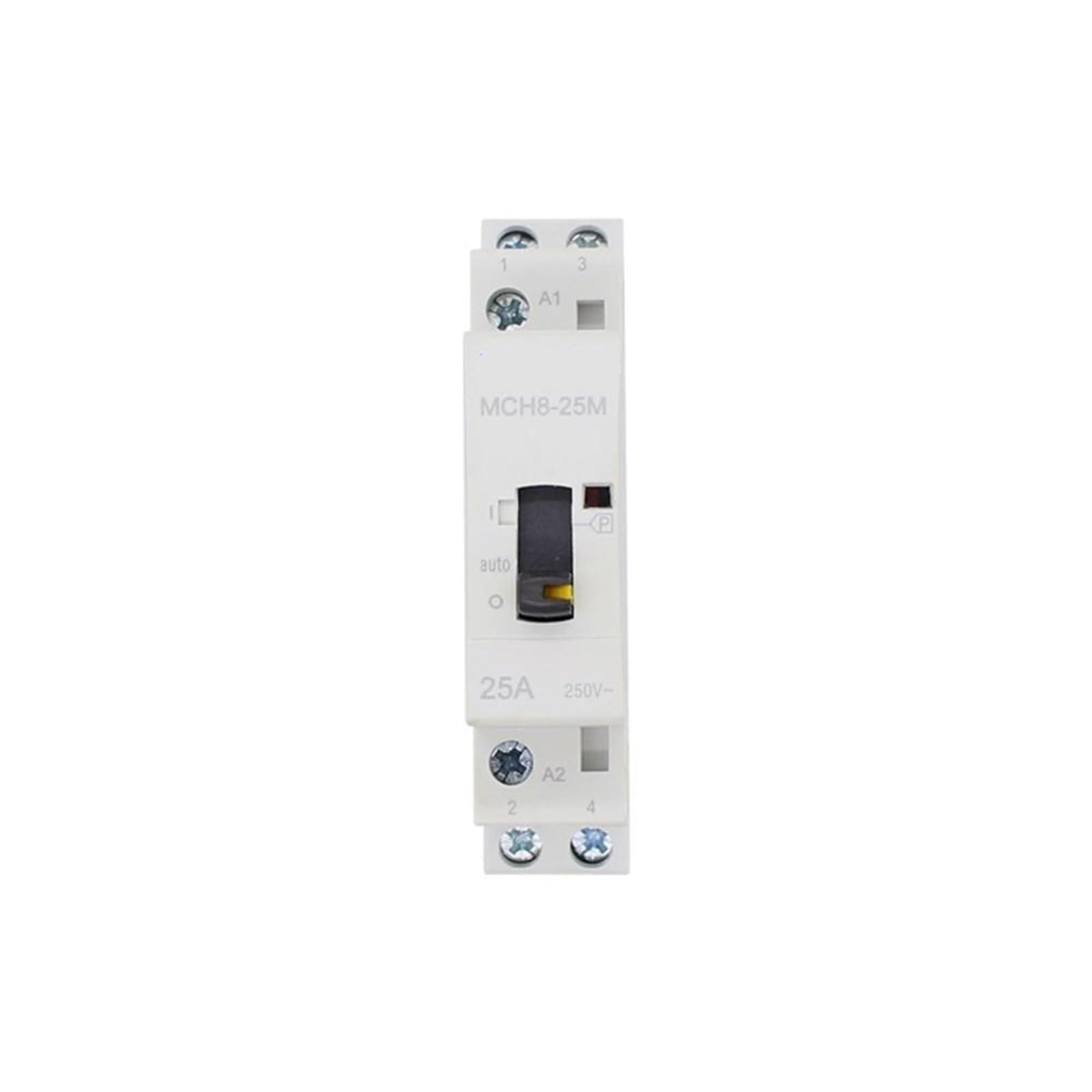 Contactor Modular de CC for Uso doméstico, 2P, 25A, 12 V CC, 50/60 Hz, con Interruptor de Control Manual, for Carril DIN, MCH8D-25M(1no 1nc)