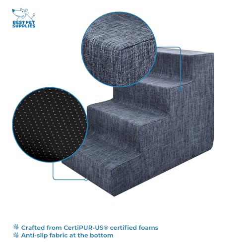 Image of Best Pet Supplies Foam Pet Stairs, Dark Gray Linen