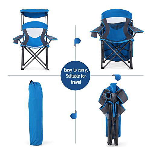 Let's Camp Camp Chair With Shade Canopy Folding Camping Chair With Cup Holder And Carry Bag For Outdoor Camping Hiking Beach, Heavy Duty 350 Lbs #TOP6