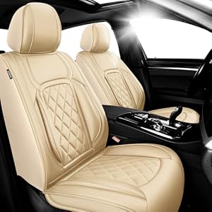 Fit Q5 Premium Leather Car Seat Covers for Audi Q5 2009-2025 2026 – Waterproof，Breathable，All-Weather Seat Cushion Protecto & Airbag Compatible, 2 Front Seat Beige
