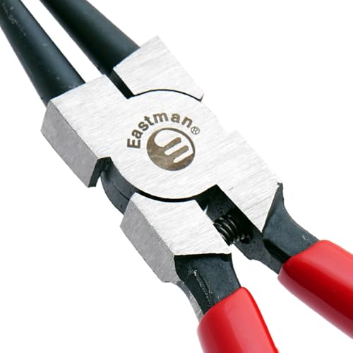 Image of Eastman 7 Inch Circlip Plier Internal Straight Rings on Shafts Alloy Steel Hardened with Ergonomic Grip Electronics Outside Plier Multipurpose Works (E-2034A)