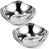 Yiyiring 2 Pcs Large Silver Candy Bowl Stainless Steel Decorative Bowl 8 Inches Candy Dish for Office Entryway Desk Key Tray Table Silver Tray Mirror Polished