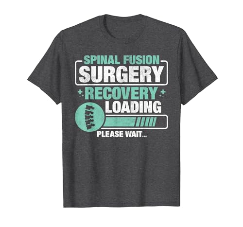 Spinal Fusion Surgery Recovery Loading Lumbar Spine Surgery T-Shirt, Men, Dark Heather Grey, Large
