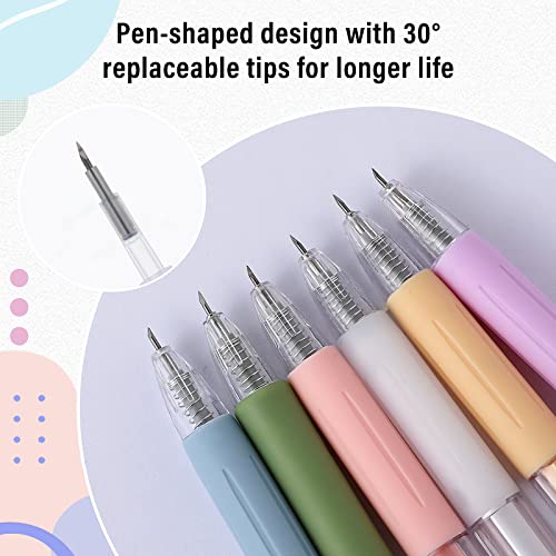 Yolev 6Pcs Cartoon Pattern Student Utility Knife Pen, Retractable Precision Diy Carving Pen Knife Craft Cutter, Paper Cutting Carving Tools With Pocket Clip For Diy Drawing Scrapbooking, 6 Colors #TOP5