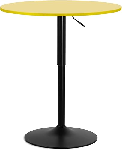 MoNiBloom Mesa redonda de bar de cóctel, 31.5 pulgadas, altura ajustable, pub bistró para comedor, cocina casera, patio, color amarillo
