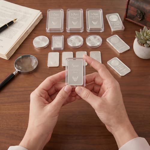 Image of Geiserailie 6 Pcs 5 oz Silver Bar Holder Case, Clear Acrylic Silver and Gold Bar Holder Capsule Storage Container Box for 5 Ounce