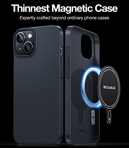 TORRAS Magnetic Slim Fit for iPhone 13 Case/iPhone 14 Case, [Ultra Thin][Compatible with MagSafe][Velvet Touch], Case for iPhone 13 & iPhone 14 Phone Case Hard PC Sturdy Anti Scratch, Black