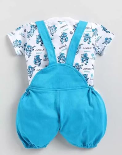 Image of Mommy Club Baby Boy's & Baby Girl's Jumbo The Elephant Dungaree For 0-6Months Baby || Dress Clothes For Baby Boy And Baby Girl (Red, 0-9 Months)