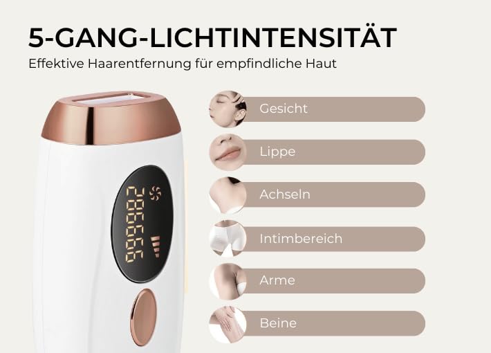 Haarentfernungsgerät für Damen und Herren – Dauerhafte Haarentfernung mit 990.000 Lichtimpulsen, Schmerzfrei, Saphir Technologie, Für Zuhause & Ganzkörper (Rosa)