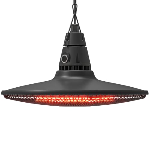 Outsunny 1500W Electric Hanging Patio Heater with Carbon Fiber Tube, Black