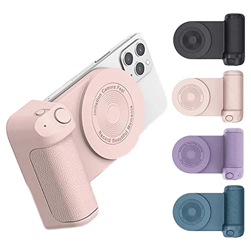 Soporte magnético con mango de cámara, soporte magnético para fotos, soporte estabilizador Bluetooth para smartphone para amantes de las selfies, soporte para mango de cámara de teléfono (rosa-básico)