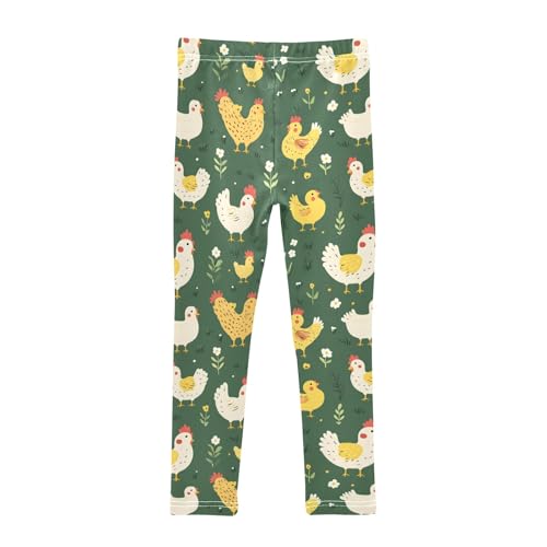 Yellow Chicken Q Girls Leggings Athletic Pants Tights Stretch Bottom2