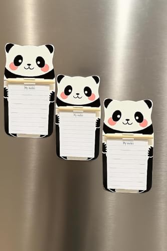 Image of AccuPrints Pack of 3 Magnetic Fridge Memo Notepads with Pencil inserted | Cute Animal Memo Pad kitchen Fridge /Office Godrej /Metal Wardrobe | Fridge Sticky To Do List Notepads
