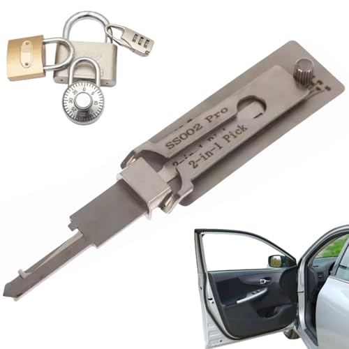 SS002 Pro Lock Pick Tool,2 in 1 Pick and Decoder Tools,Lock Picking Kit for S-Groove Door Lo/ck,Covert Instruments Lo/ck Pic/ks,Key Decoder,Stai/nless Steel Loc/ksmith Tool,Lockpic/King Set