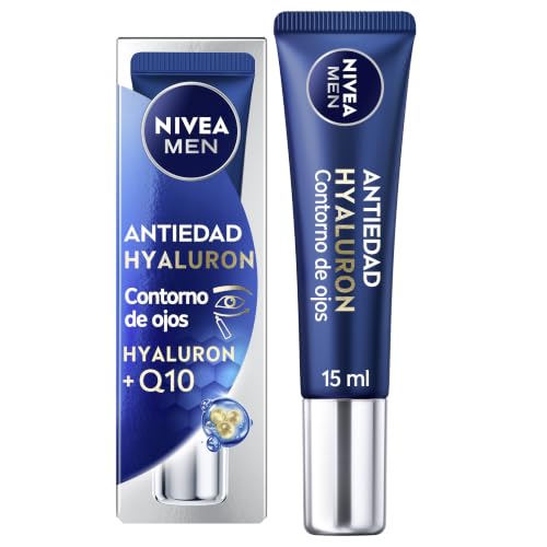 NIVEA MEN Hyaluron Contorno de Ojos Antiedad con Ácido Hialurónico (1 x 15 ml), crema antiarrugas que reafirma la piel, crema de hombre para una piel de aspecto más joven