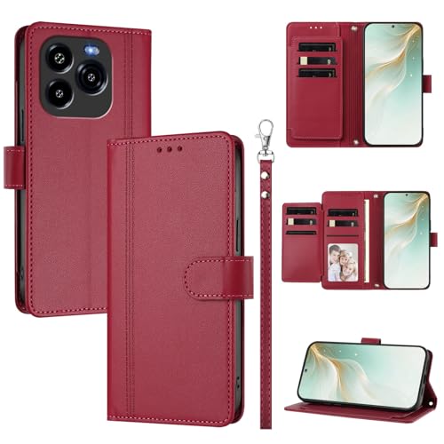 �X�}�z�P�[�X �Ή��@�� for Oukitel C65 / C65 Pro �X�}�z�P�[�X�y�E�H���b�g�f�U�C�� �f���A���J�[�h�X���b�g �L���b�V�� �t���b�v���X�^���h �����h�~�zRed