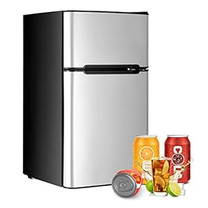 Compact Refrigerator with Freezer 3.2 Cu.Ft, 2 Door Mini Fridge with Reversible Doors, Adjustable Temperature…