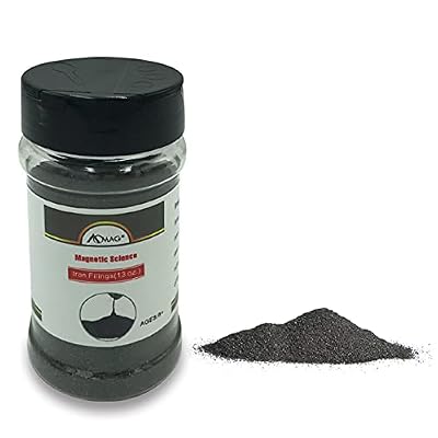 AOMAG Magnetic Sand Iron Filings Magnetic Power for Magnet Education and School Projects, Storage (13 Ounces) with Shaker Lid, 1 Pack Iron Oxide Powder Shavings for Science