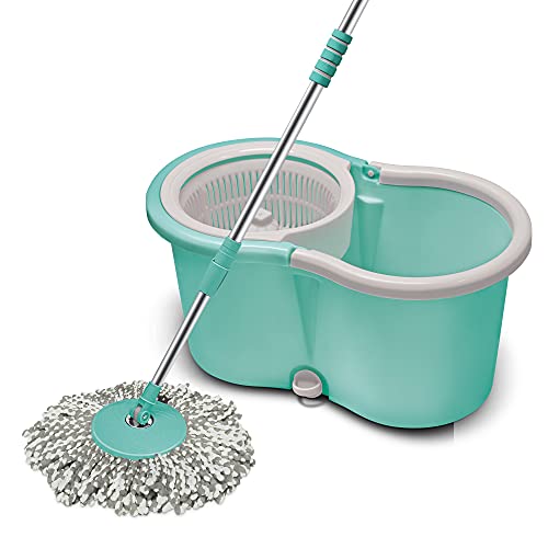 Spotzero By Milton Plastic Smart Spin Mop with Bucket (Aqua Green, Two Refills) Spotzero By Milton Plastic Smart Spin Mop with Bucket (Aqua Green, Two Refills)