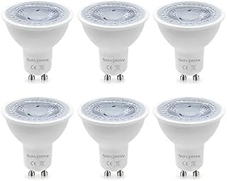 novpow GU10 LED Light Bulbs, 6W 450LM Cool White 6000K Track Spotlight Bulb AC 220-240V Equivalent for 50W Halogen Lamp 38° Beam Angle 6 Packs No Dimmable Energy Class A+ [Energy Class A+]