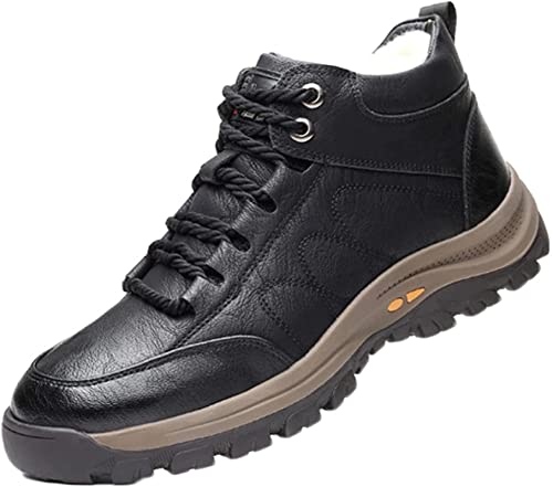 Yiozoi Men's Winter Snow Boots Warm Outdoor Short Work Boots Leisure and Daily Wear Comfortable High Top Windproof Walking Shoes