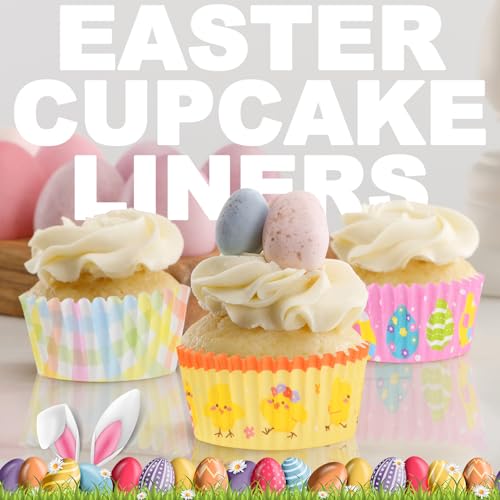 Image of 600 Pack Easter Cupcake Liners Baking Cups Standard Size Muffin Liners for Easter Spring Birthday Party Candy Cake Decorations Supplies(12 Styles)