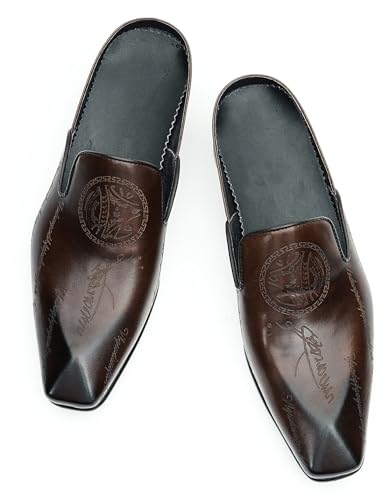 Santimon Mens Slippers Casual Dress Mules Slip On Loafers Fashion Business Formal Leather Open Back Sandals Summer Shoes for Men4