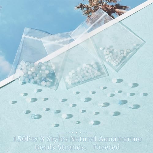 OLYCRAFT About 150 Pcs Natural Aquamarine Beads Strands 2mm 3mm 4mm Gemstone Loose Beads Natural Gemstone Beads 0.5mm Hole Faceted Energy Crystals Beads Faceted Stone Beads for Jewelry Making Supplies - Image 4
