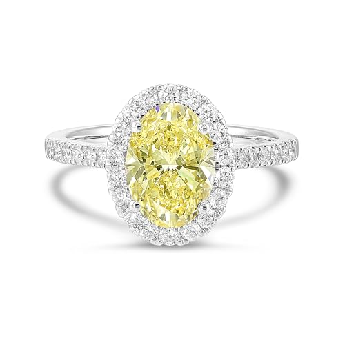 IGI Certified 2 1/2 Carat Lab Grown Diamond Yellow Oval Halo Ring...