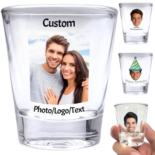 Verres à shot personnalisés en vrac avec texte photo personnalisé - 118 ml - Cadeau unique pour mariage, anniversaire, remise de diplôme, enterrement de vie de jeune fille