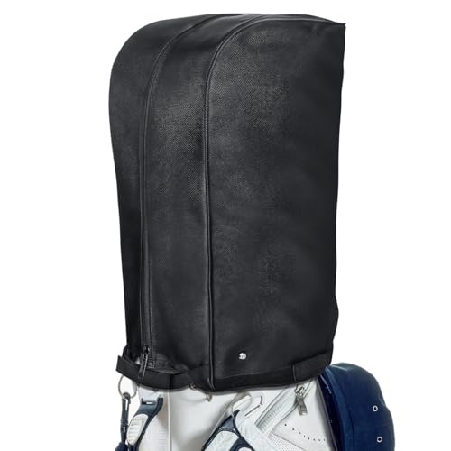 FINGER TEN Golf Bag Rain Cover with Adjustable Hood Universal Fit Top Cover for Stand & Cart Bags All-Weather Protection Waterproof Dustproof Protector for Outdoor Use (Upgraded-Black)