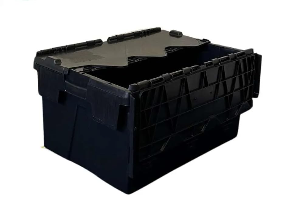 Totebox 10x 56 Litre Storage Box/Attached Lid Container (60 x 40 x 32 cm) (Black)
