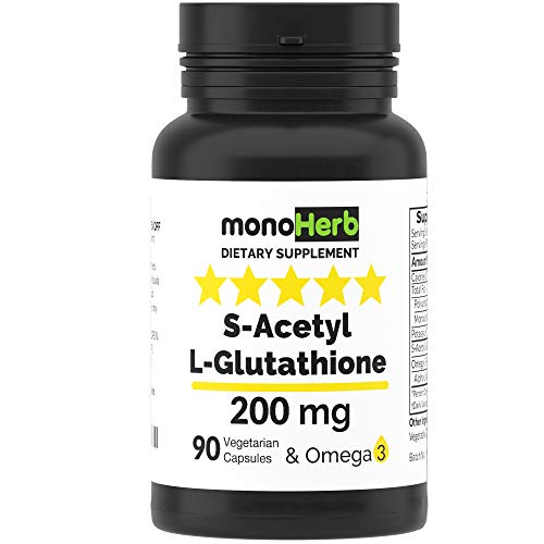 S-Acetyl L-glutathione 200mg Capsules, with Omega 3, 90 Day Supply