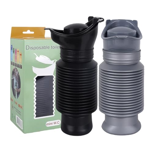 Hoohnnaa Portable Urinal for Men, 750ml Scalable Emergency Travel Urinals for Men Women, Collapsible Pee Bottle with Sealed Lid, Reusable Mini Toilet Potty for Camping Travel Car Traffic Jam (2 Pack)
