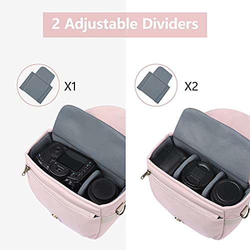 Bagsmart Camera Bag, Slr Dslr Canvas Camera Case, Vintage Padded Camera Shoulder Bag With Rain Cover For Women And Men, Pink #TOP1