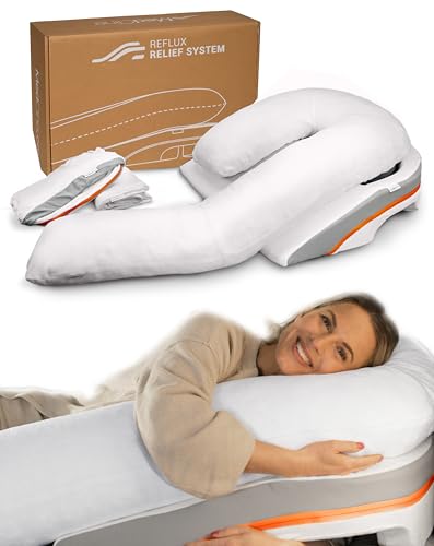 MedCline Reflux Relief System Bundle, Bed Wedge Pillow for Acid Reflux and GERD Relief with Therapeutic Body Pillow, Insert, and Extra Covers, Comfortable Sleep Position, Large for 6'0" or Taller