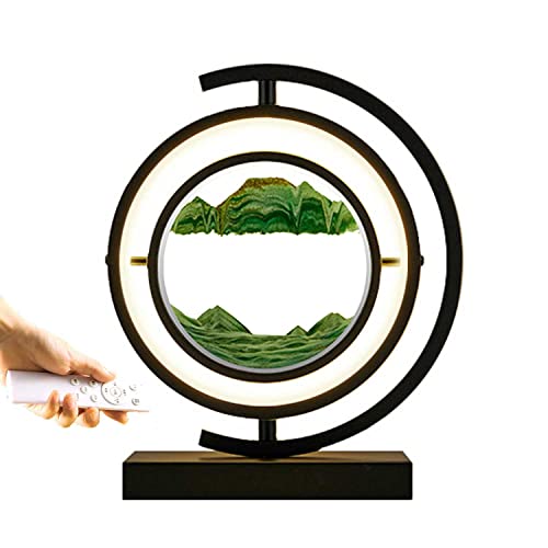 GDFGTH Nachttischlampe mit Fernbedienung, Fließende Sandmalerei, Dynamisches Sandbild, 3D Tiefsee Sandbild in Bewegung Display Fließender Sand Rahmen, Lampe für Schlafzimmer, Wohnzimmer, Wohnheim Cover
