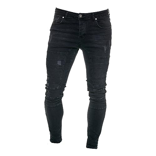 Men's Stretch Biker Denim Skinny Jeans Slim Fit Jeans Ripped Jeans Fashion Straight Leg Cargo Denim Pants