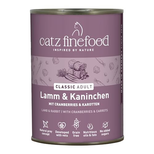 catz finefood N° 11 Lamm & Kaninchen Feinkost Katzenfutter nass, verfeinert mit Cranberries & Karotte, 6 x 400g Dosen